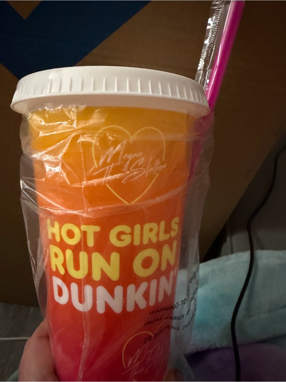 Dunkin Hot Girls Run On Dunkin Gradient Travel Cup - Orange to Pink